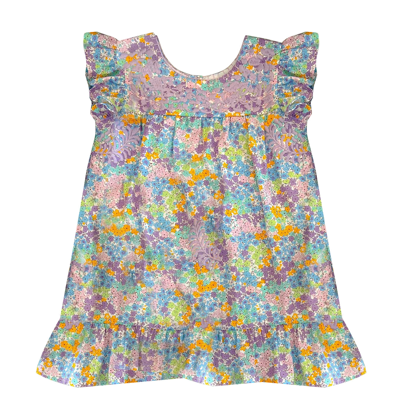 preorder GSD0896 Colorful pink flutter sleeve girls dress