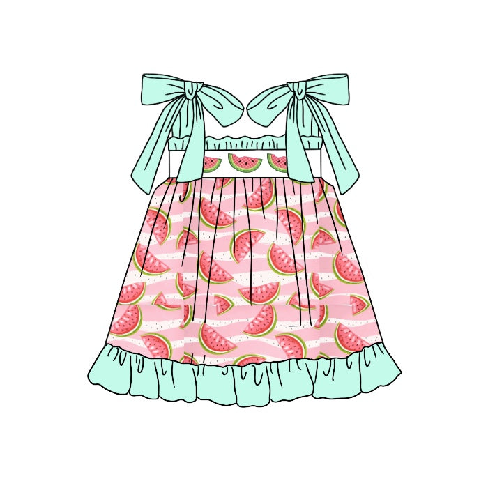 preorder GSD0899 Watermelon pink cyan sleeveless girls dress