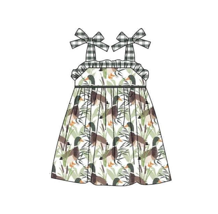 preorder GSD0946 mallard duck checkered girls lace-up dress