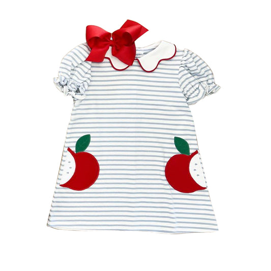 preorder GSD0952 back to school apple striped short sleeve girls dress