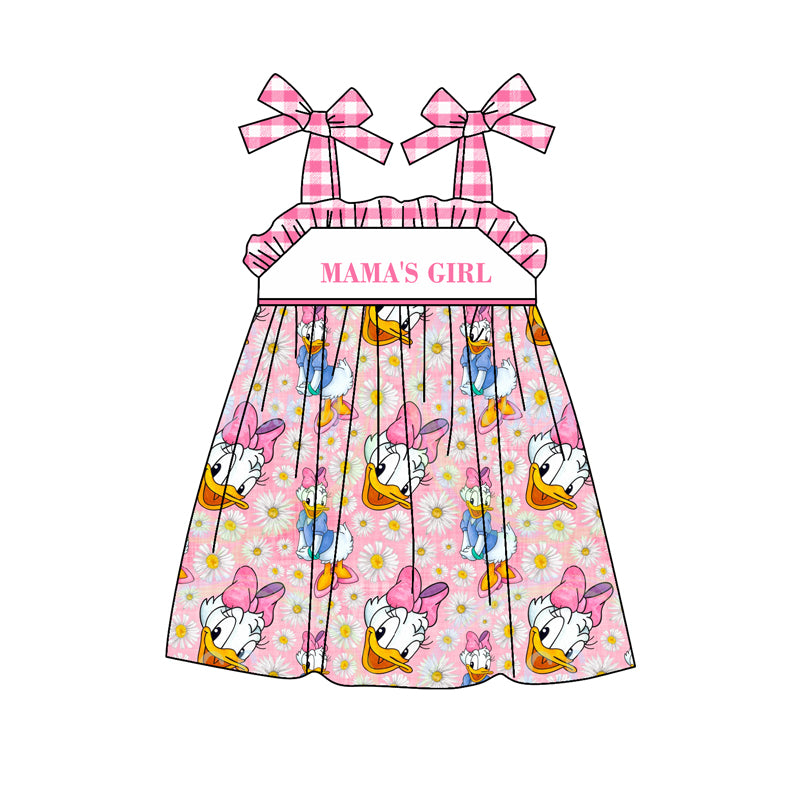preorder GSD0955 mama's girl cartoon fuck flowers hot pink checkered lace-up girls dress
