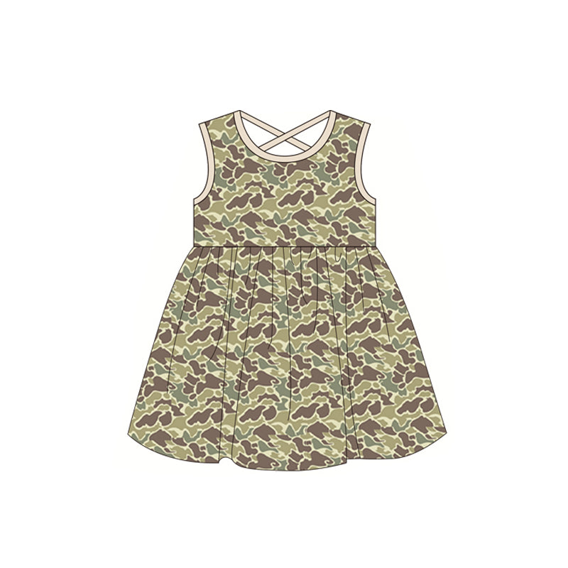 preorder GSD1041 green camo sleeveless girls dress