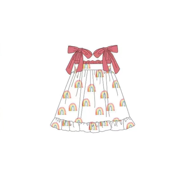 preorder GSD1063 rainbow red lace-up girls dress