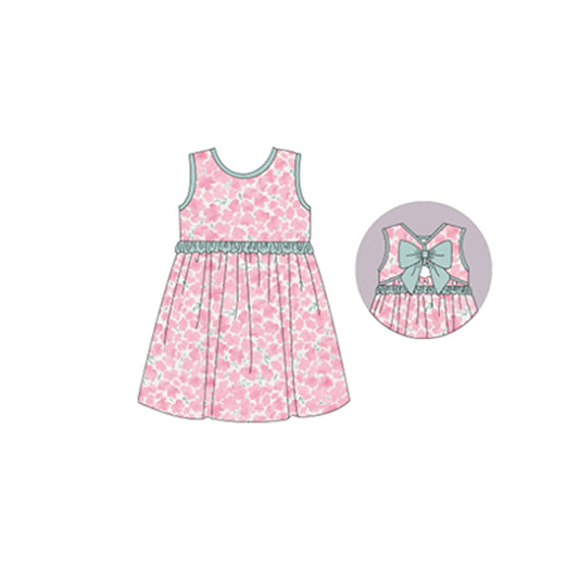preorder GSD1064 pink flowers sleeveless girls dress