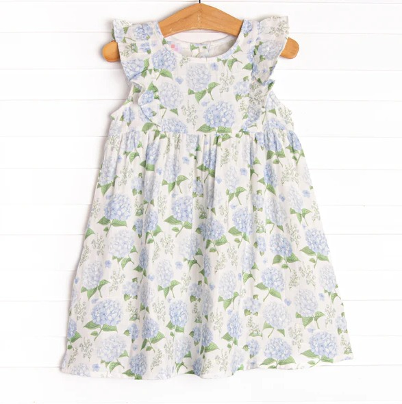 preorder GSD1100 blue flowers flutter sleeve girls dress