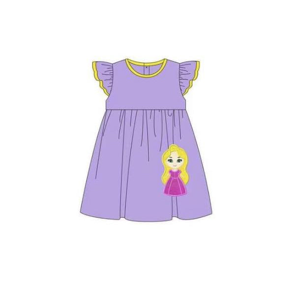 preorder GSD1144 purple cartoon princess flutter sleeve girls dress