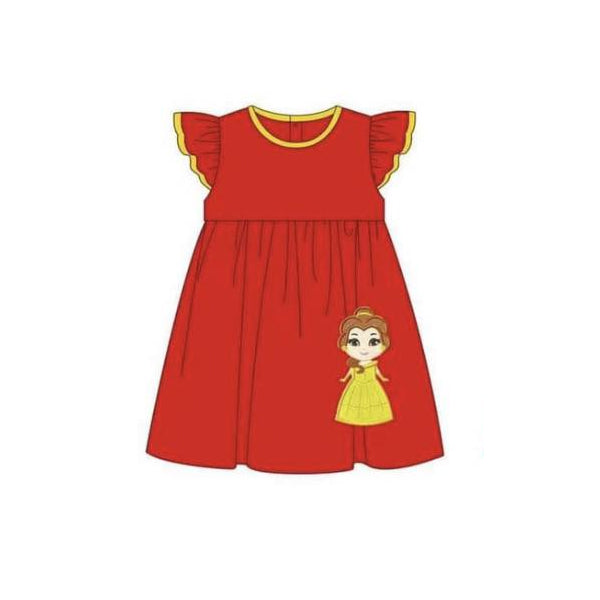 preorder GSD1148 red cartoon princess flutter sleeve girls dress