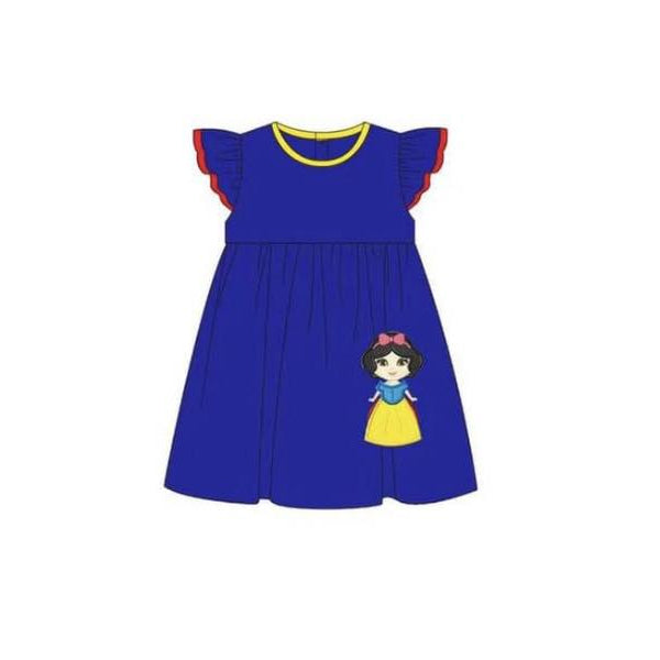 preorder GSD1150 navy blue cartoon princess flutter sleeve girls dress