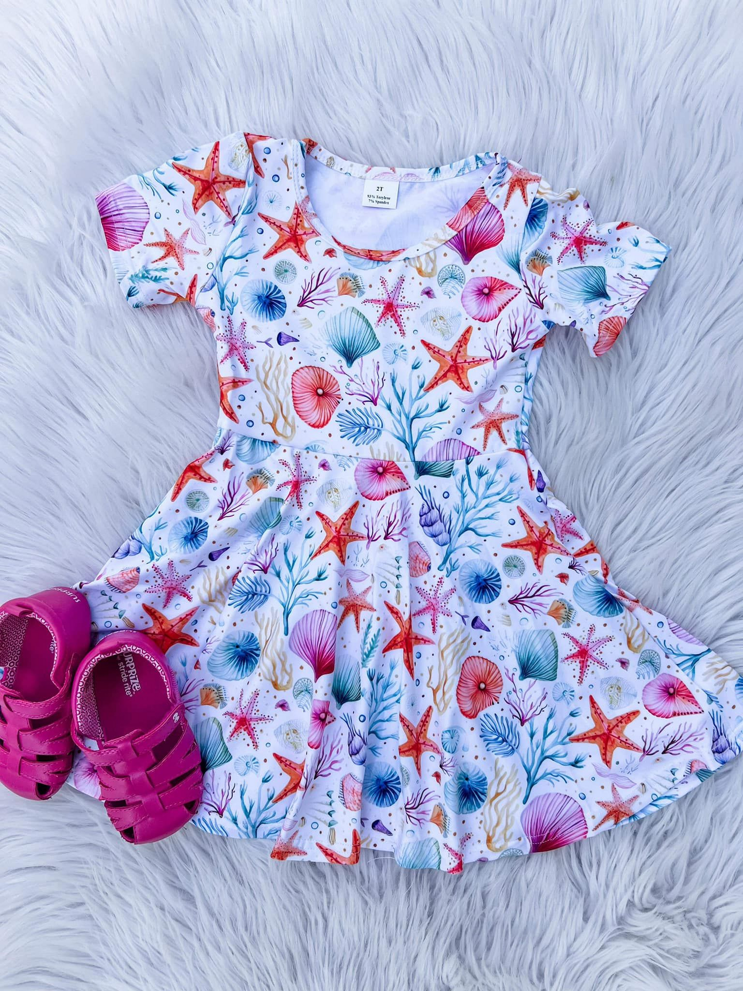 preorder GSD1168 Sea starfish shell short sleeve for Summer dress girls dress
