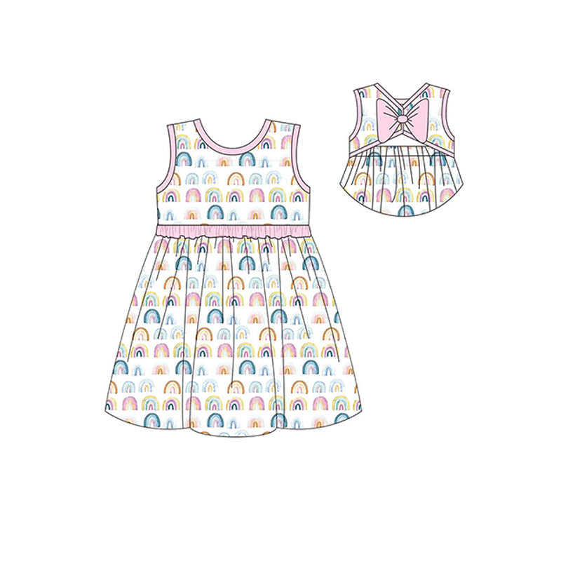 preorder multi color rainbow pink sleeveless girls dress