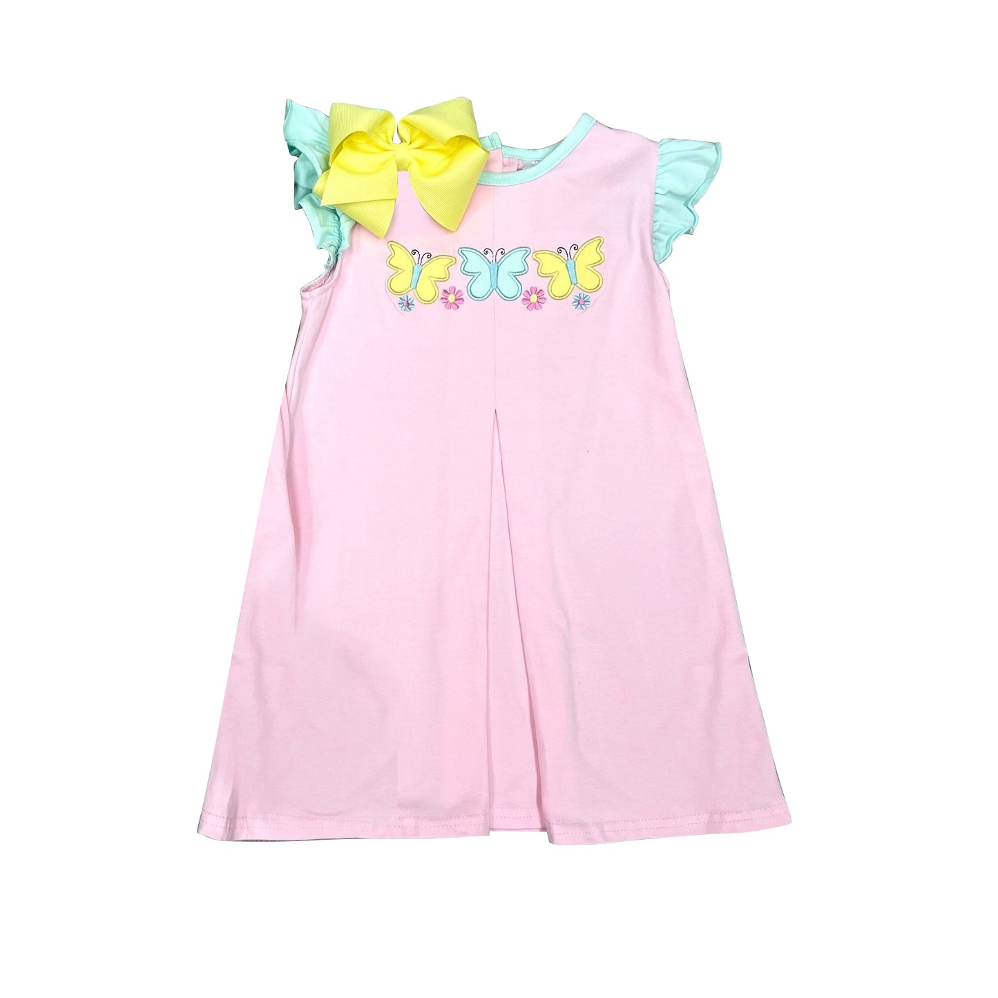 preorder GSD1198 cute cartoon butterfly pink flutter sleeve girls dress