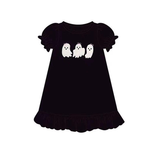 custom moq 3 Halloween ghost black short sleeve girls dress