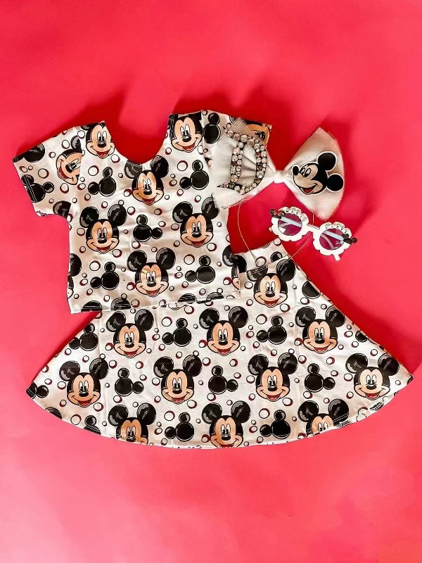 preorder GSD1280 cartoon cute M mouse short sleeve skirt girls set