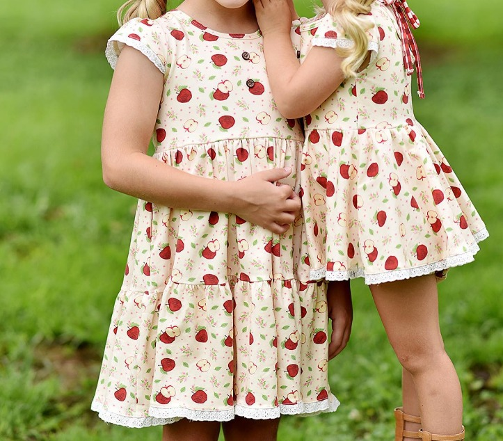 preorder GSD1324 cute apple short sleeve girls dress