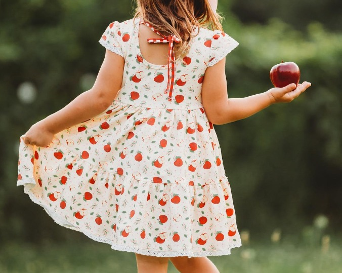 preorder GSD1324 cute apple short sleeve girls dress