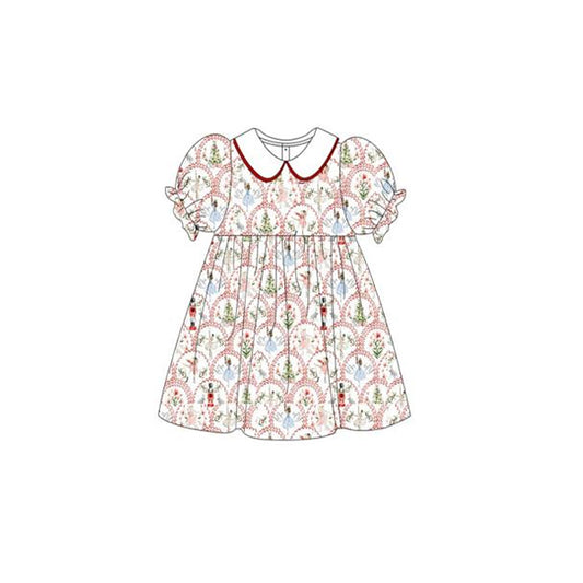 preorder GSD1354 Christmas soldier dance girl flowers short sleeve girls dress