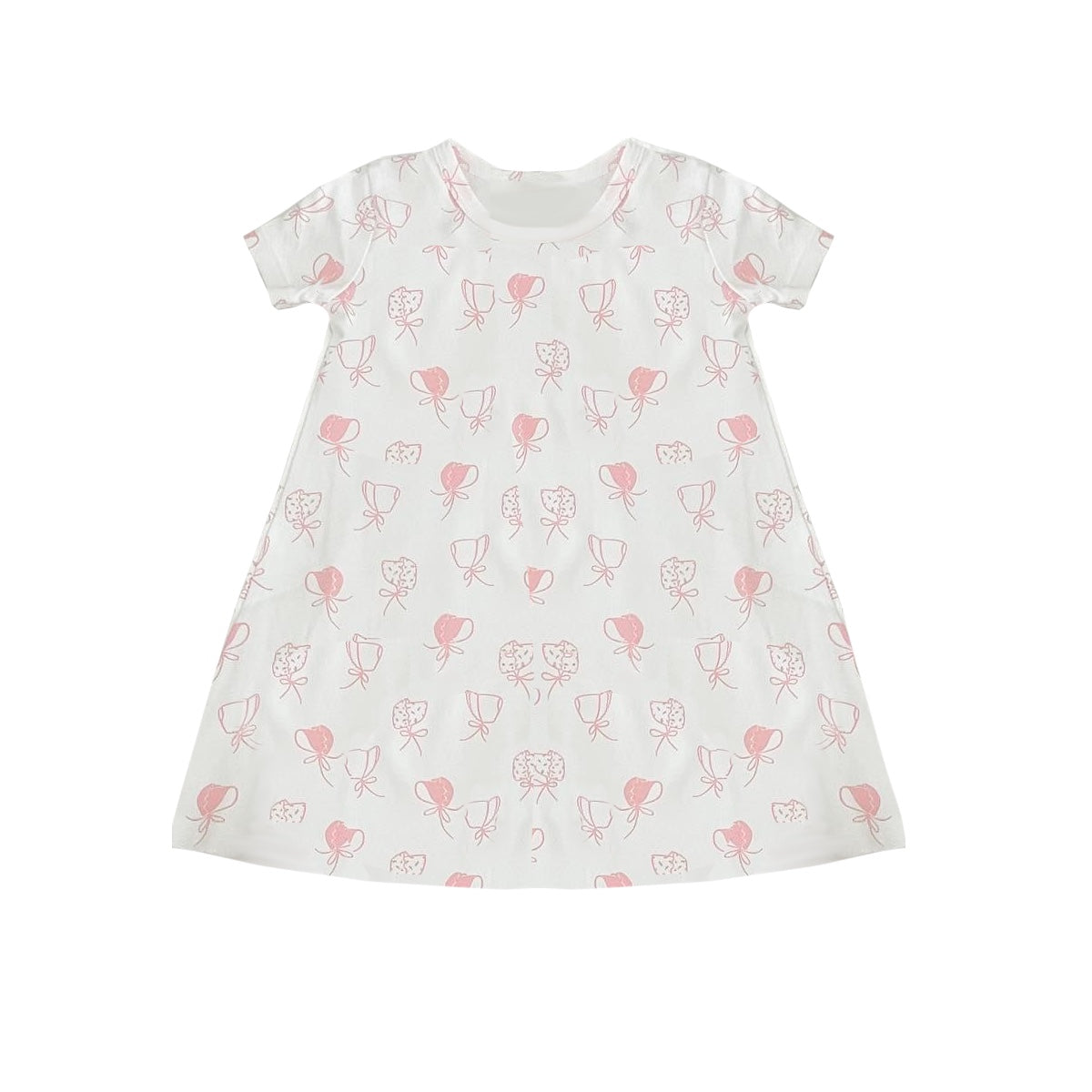 Preorder GSD1415 pink flowers short sleeve girls dress