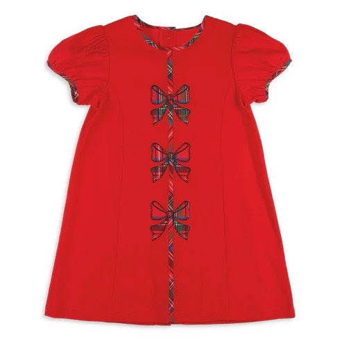 Preorder GSD1429 Christmas red bows short sleeve girls dress