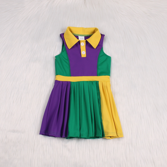 Preorder GSD1434 purple green yellow girls dress