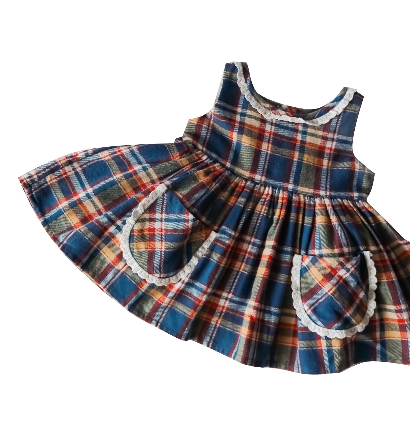 Preorder GSD1462 colorful checkered striped pockets sleeveless girls dress