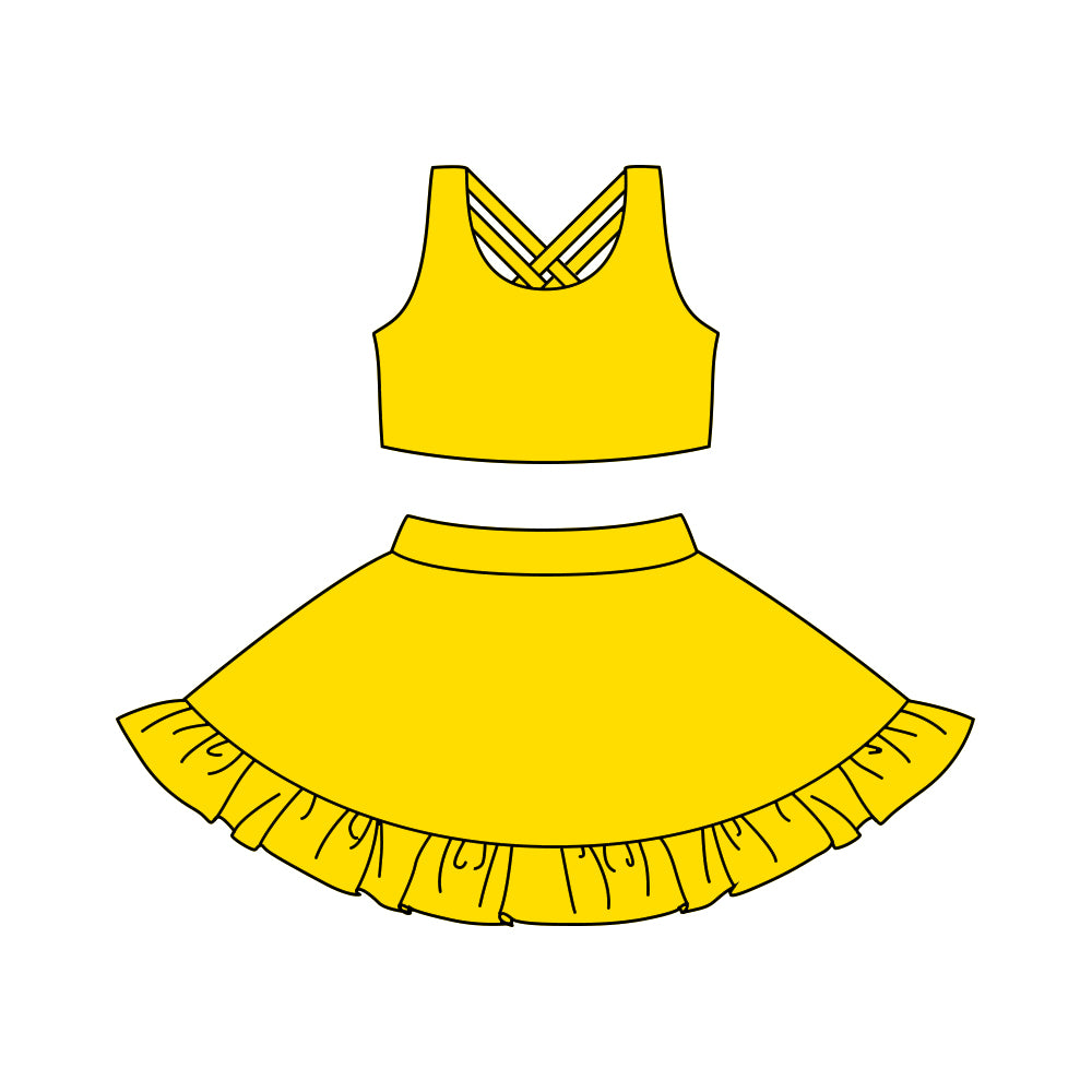 Preorder GSD1500 yellow sleeveless skirt skorts girls yoga set active wear