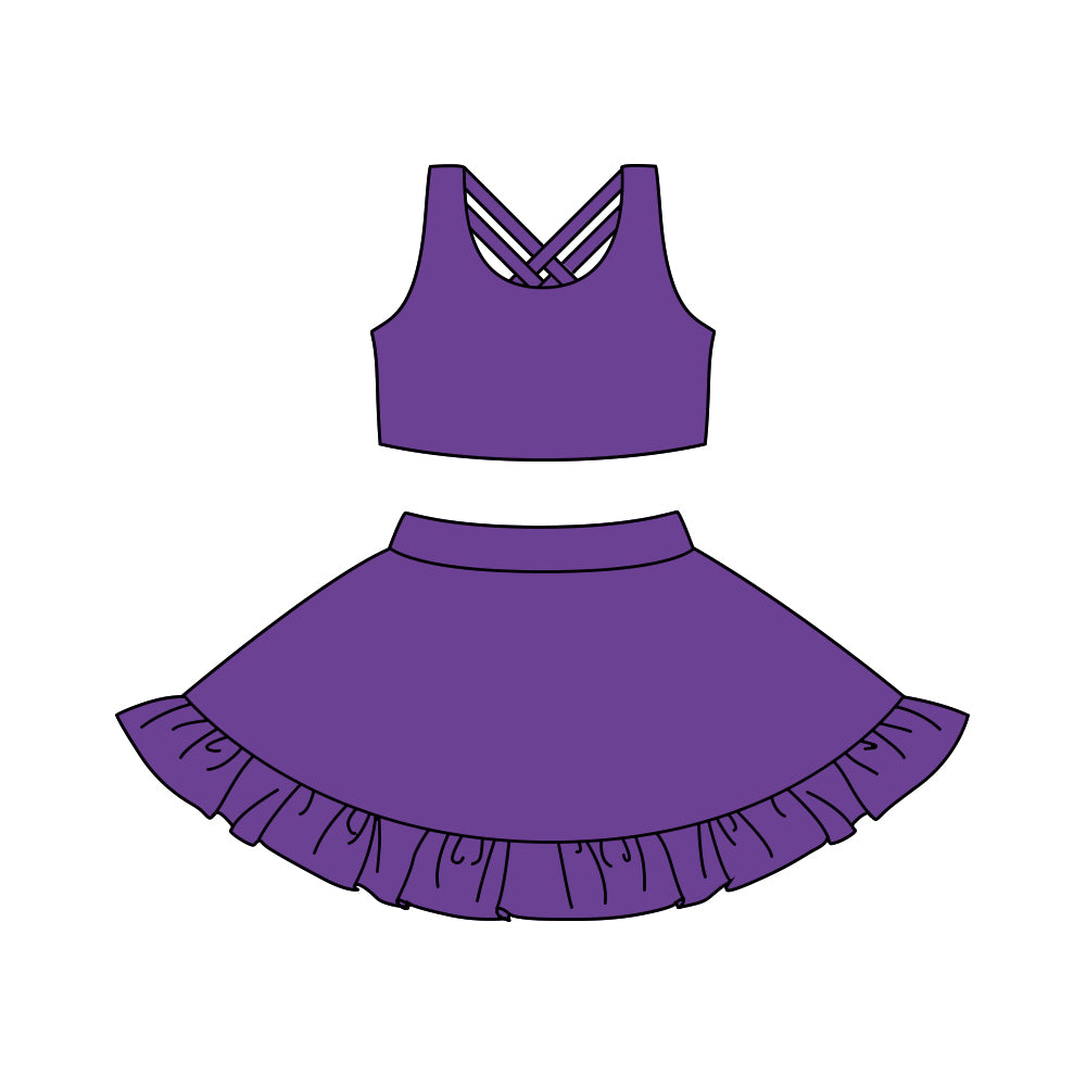 Preorder GSD1501 purple sleeveless skirt skorts girls yoga set active wear