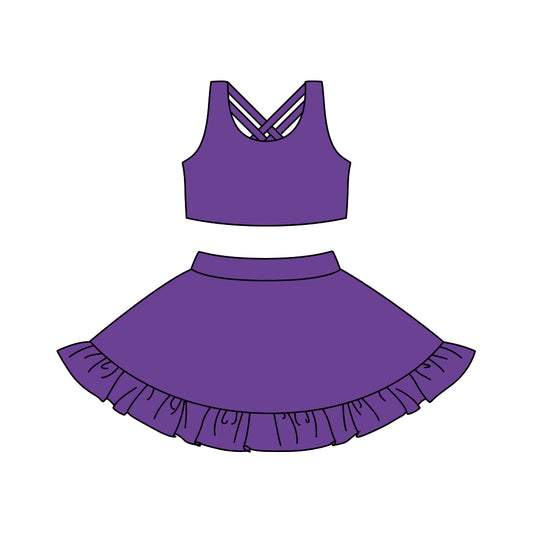 Preorder GSD1501 purple sleeveless skirt skorts girls yoga set active wear