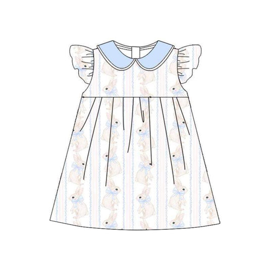 Preorder GSD1521 Easter rabbit bunny blue flutter sleeve girls dress