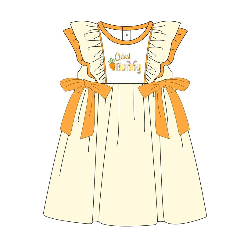 Preorder GSD1553 Easter cutest bunny carrot orange bows flutter sleeve girls dress