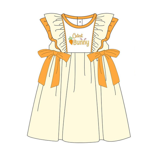 Preorder GSD1553 Easter cutest bunny carrot orange bows flutter sleeve girls dress