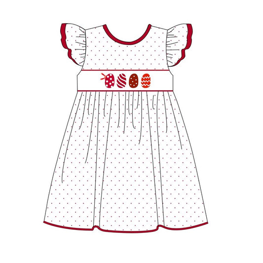 Preorder GSD1555 Easter red egg dot flutter sleeve girls dress