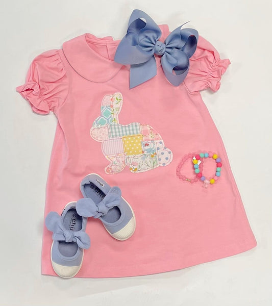 Preorder GSD1570 Easter rabbit bunny pink short sleeve girls dress