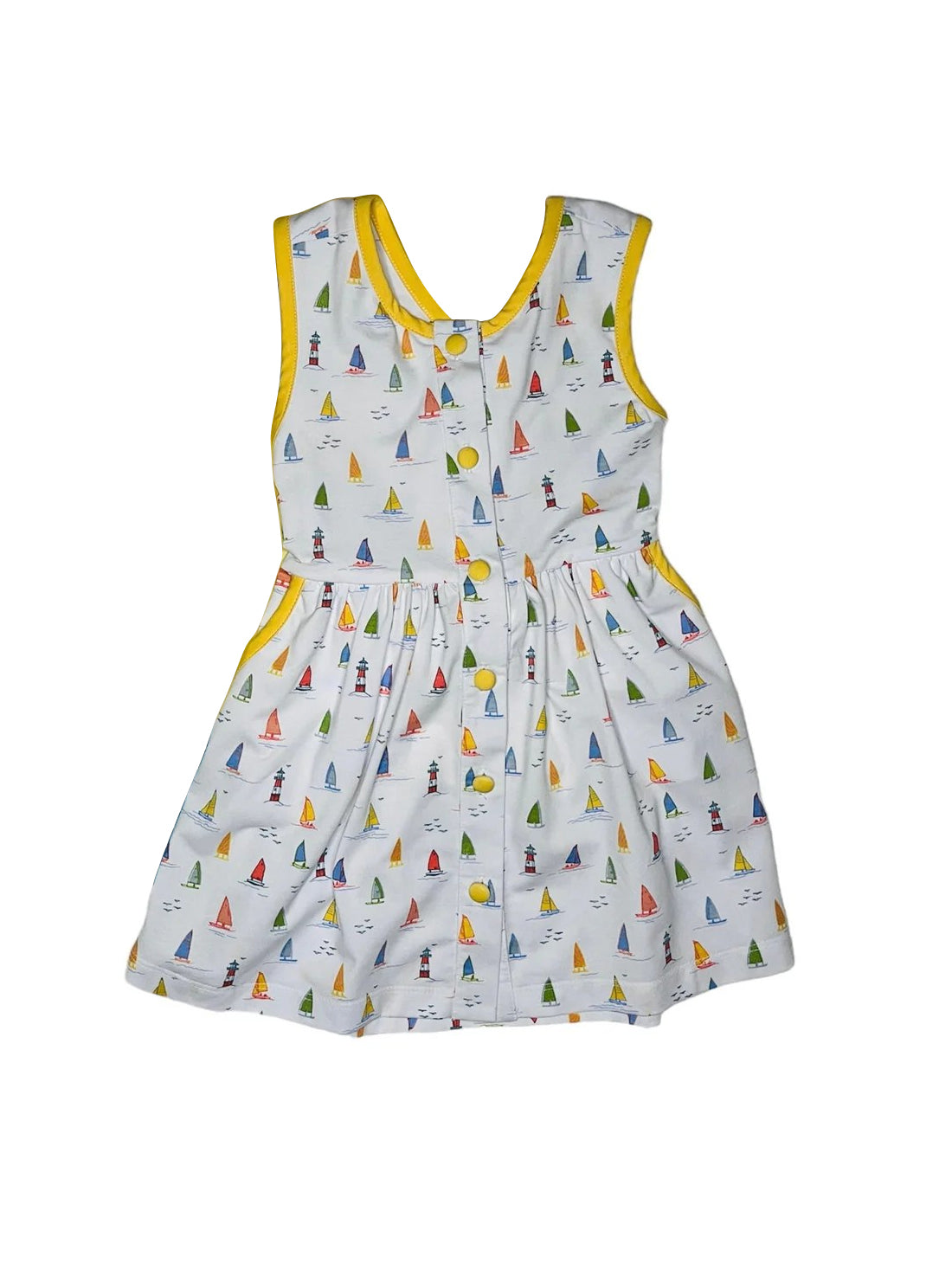 Preorder GSD1573 cute sailboat yellow sleeveless girls dress
