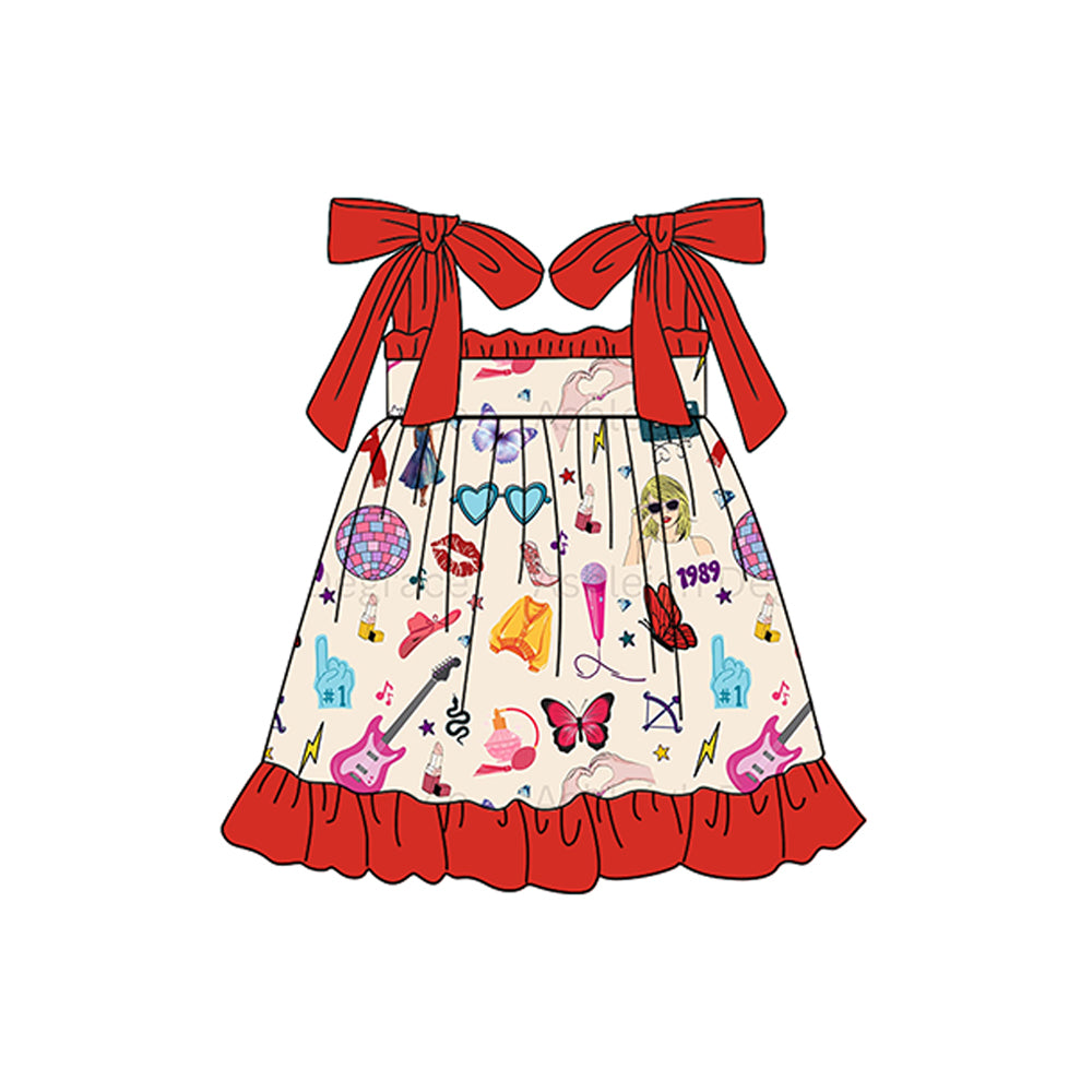 preorder GSD1715 Taylor country singer red lace-up girls dress