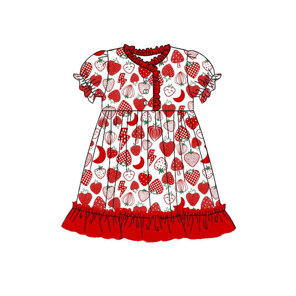 preorder GSD1746 cute red strawberry short sleeve girls dress