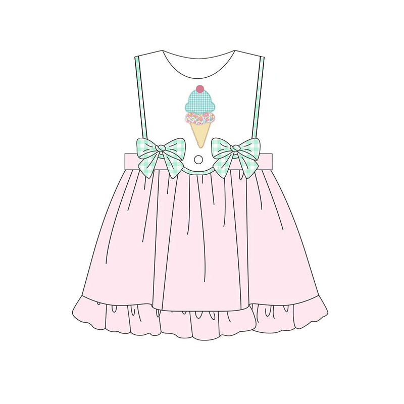 preorder GSD1754 cute ice bows pink sleeveless girls dress