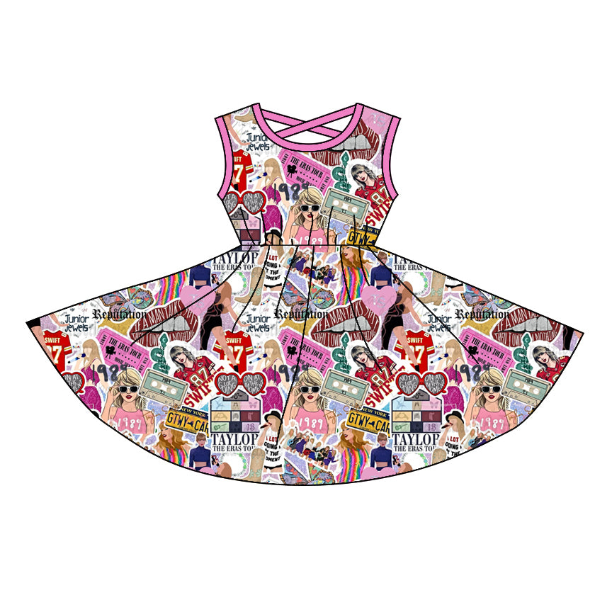 preorder GSD1765 baby girl Taylor country singer hot pink sleeveless dress