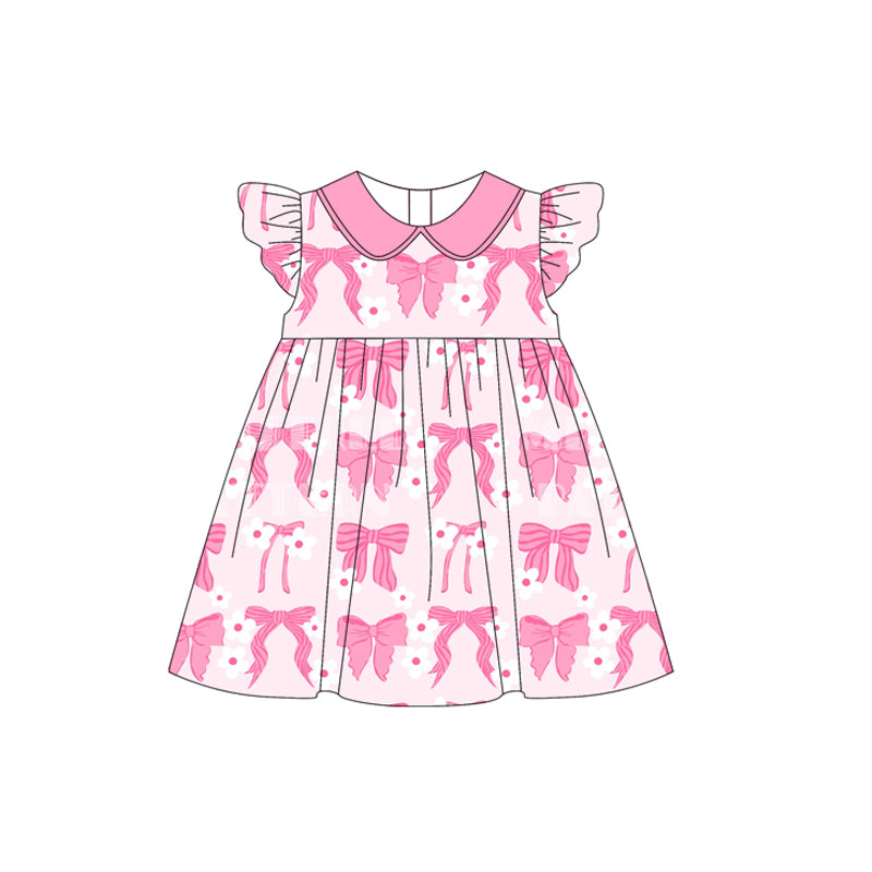 preorder GSD1891 pink bows flowers flutter sleeve girls dress