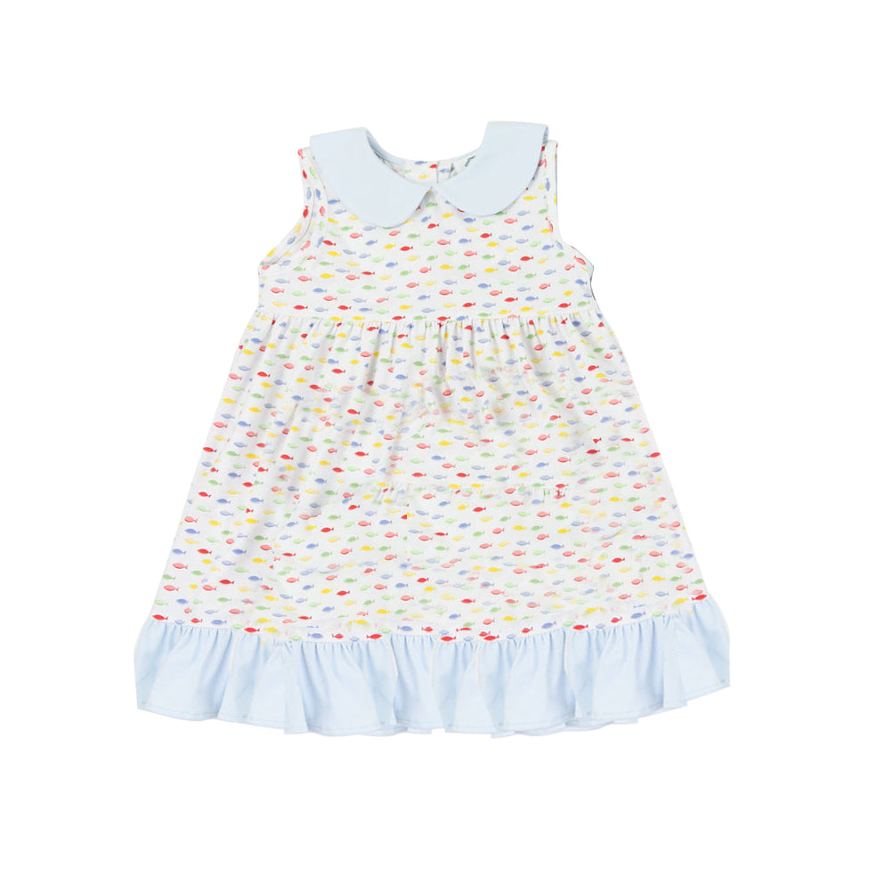 preorder GSD1903 cute colorful fish sleeveless blue girls dress
