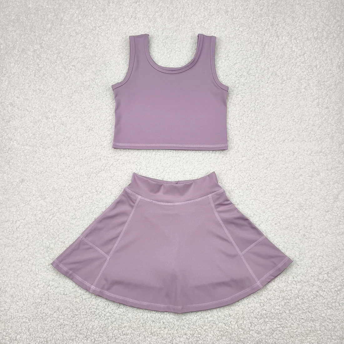 yoga soild color skirt with shorts girls set RTS Sibling Clothes