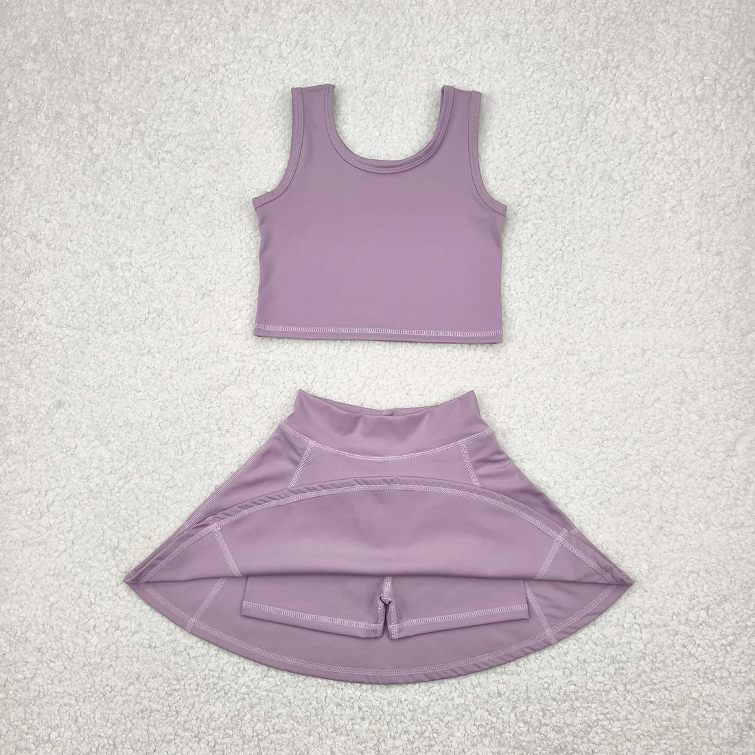 yoga soild color skirt with shorts girls set RTS Sibling Clothes