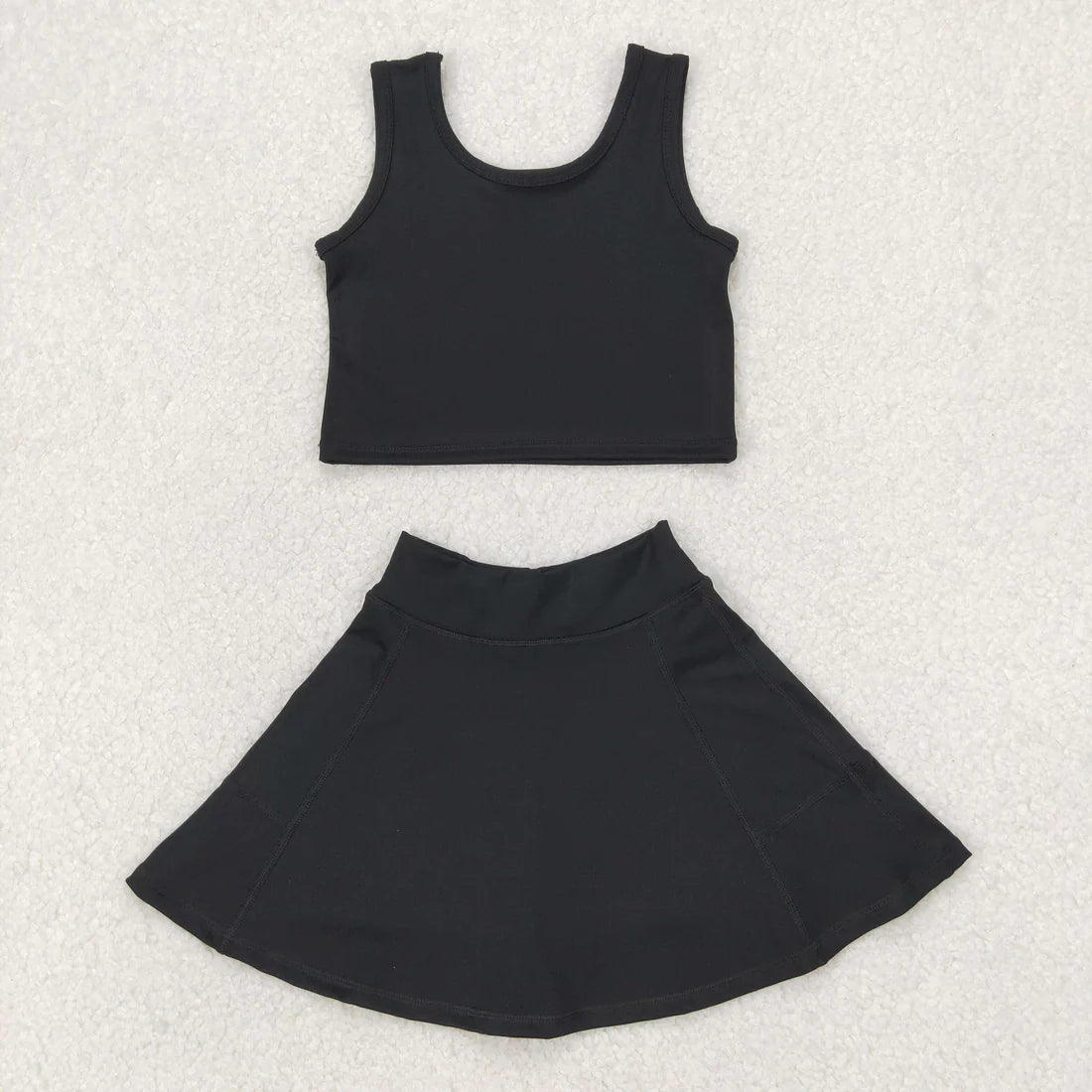 yoga soild color skirt with shorts girls set RTS Sibling Clothes