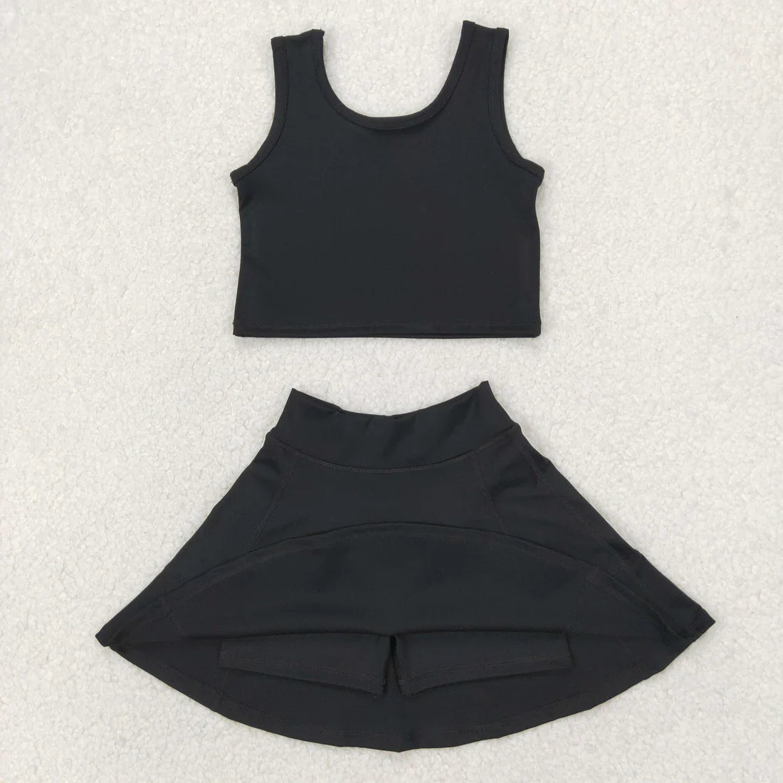 yoga soild color skirt with shorts girls set RTS Sibling Clothes