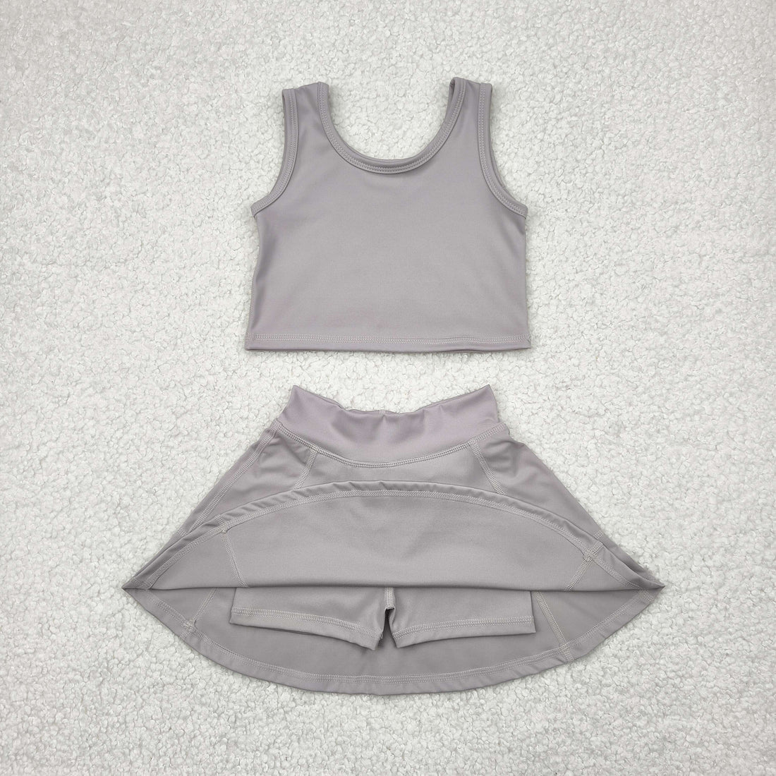 yoga soild color skirt with shorts girls set RTS Sibling Clothes