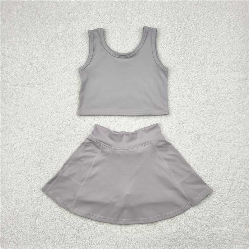 yoga soild color skirt with shorts girls set RTS Sibling Clothes