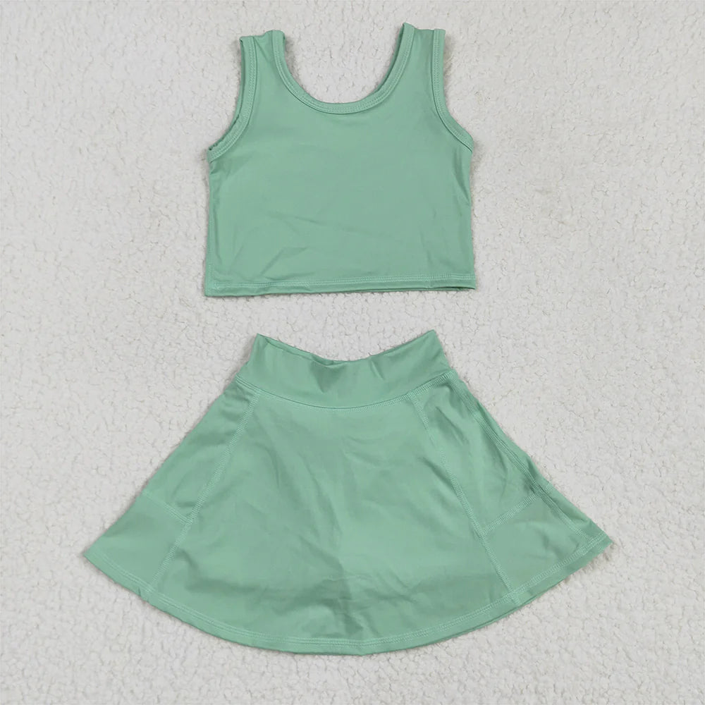 yoga soild color skirt with shorts girls set RTS Sibling Clothes