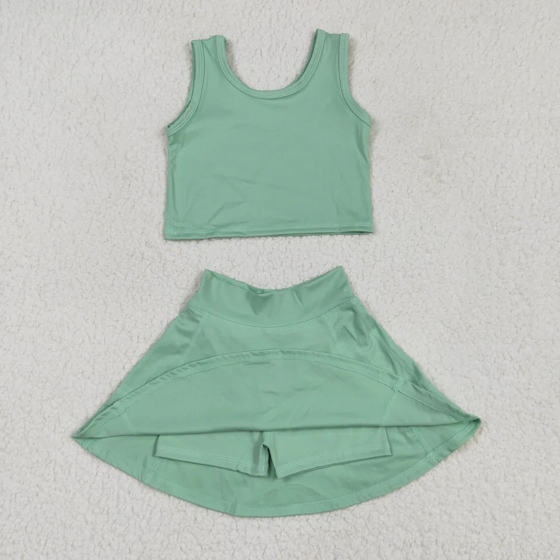 yoga soild color skirt with shorts girls set RTS Sibling Clothes