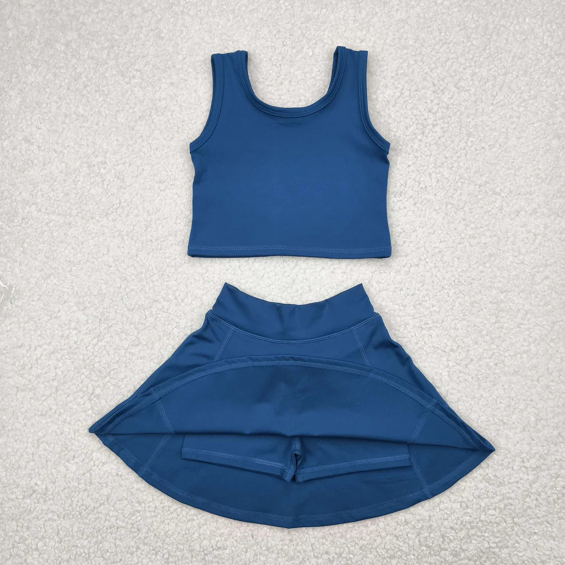 yoga soild color skirt with shorts girls set RTS Sibling Clothes