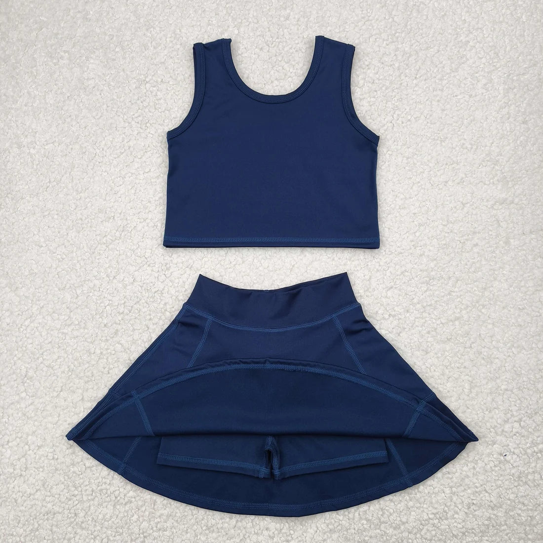 yoga soild color skirt with shorts girls set RTS Sibling Clothes