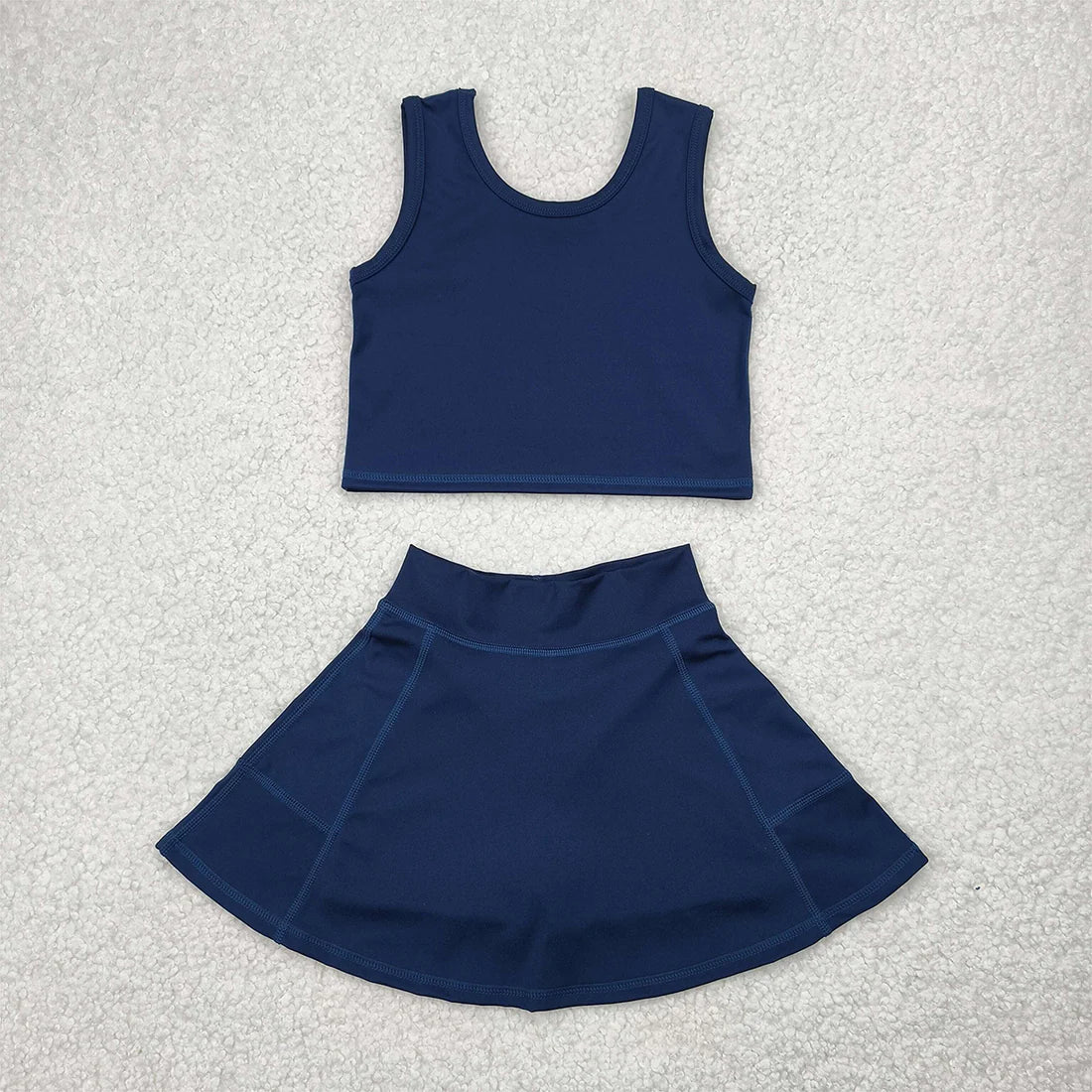 yoga soild color skirt with shorts girls set RTS Sibling Clothes